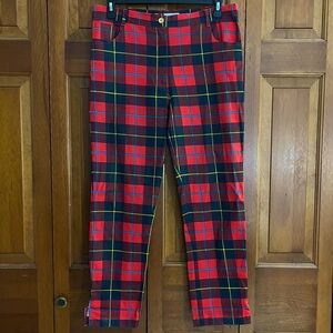 Gretchen Scott plaid oil cloth pants Size XL